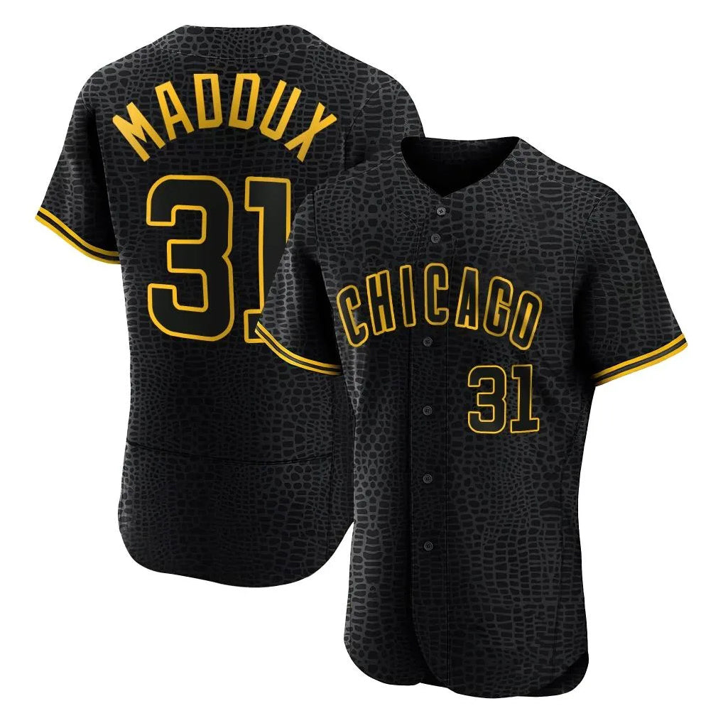 Chicago Cubs #31 Greg Maddux Player Black REYNOLDS Snake Skin City Limited Elite Home Game Stitched Jerseys