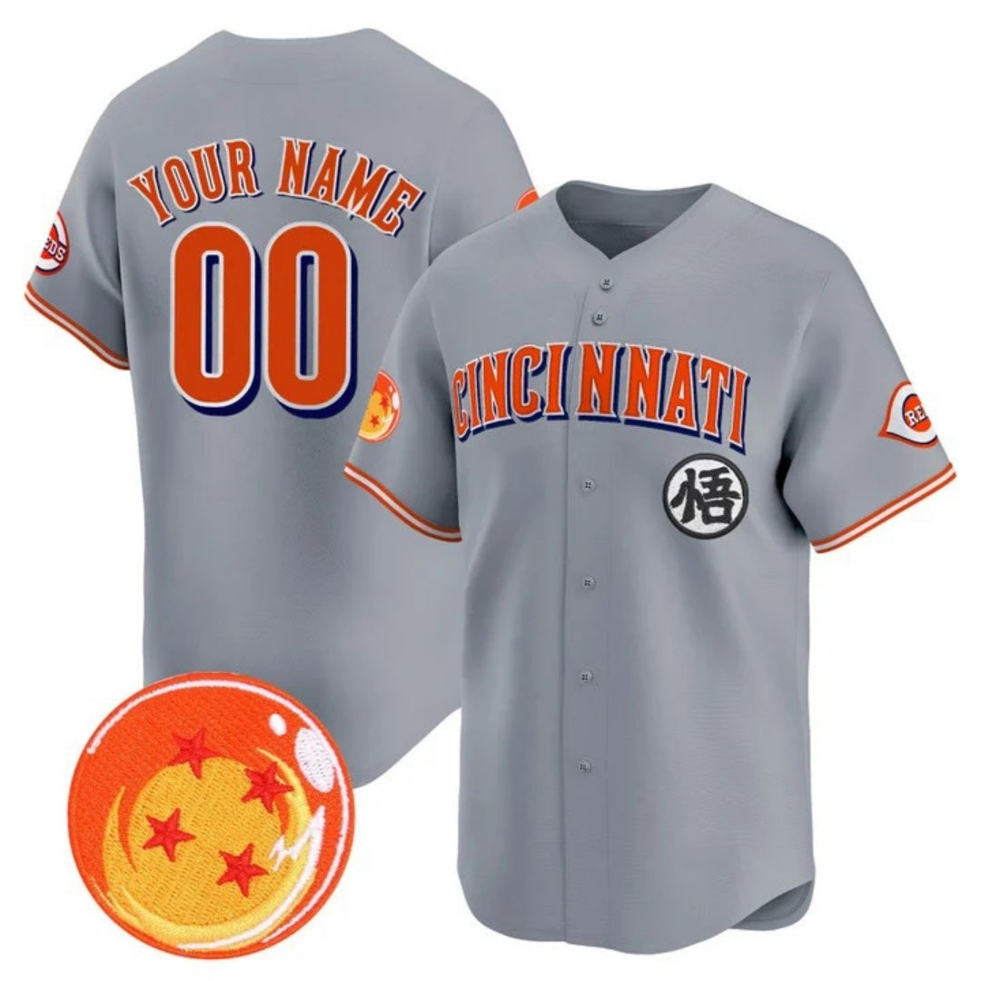 Custom Cincinnati Reds x Dragon Ball Gray REYNOLDS Vapor Premier Limited Jersey - All Stitched