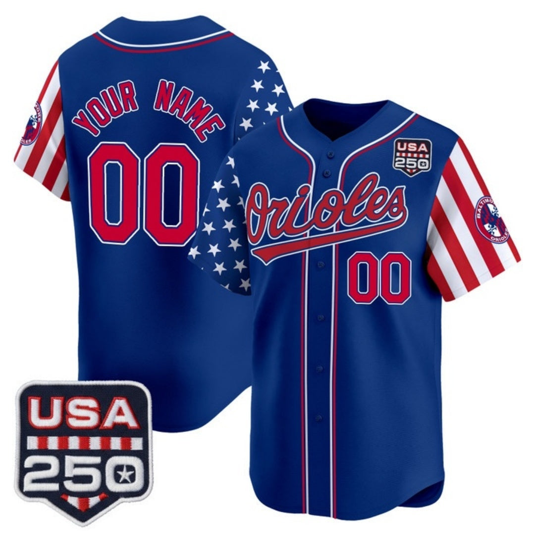 Custom Baltimore Orioles America 250 Edition Vapor Premier Limited Royal REYNOLDS Stitched Jerseys