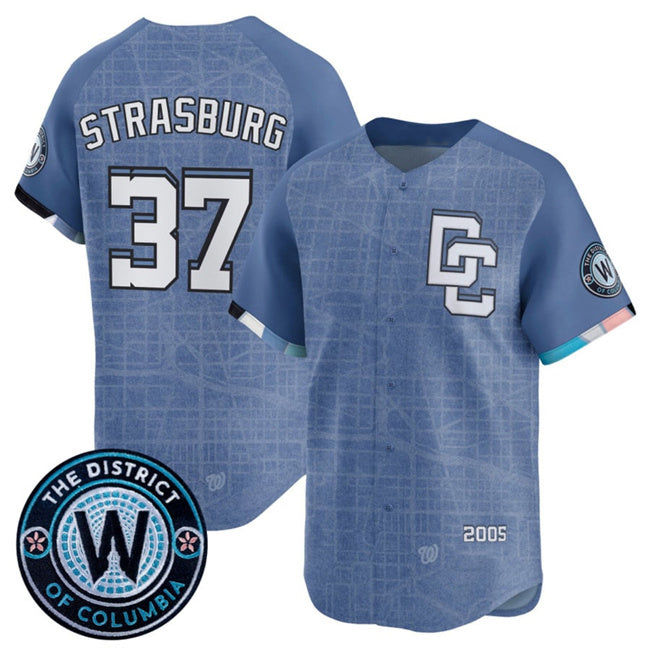 Washington Nationals #37 Stephen Strasburg Blue REYNOLDS 2025 City Connect Limited Stitched Jersey