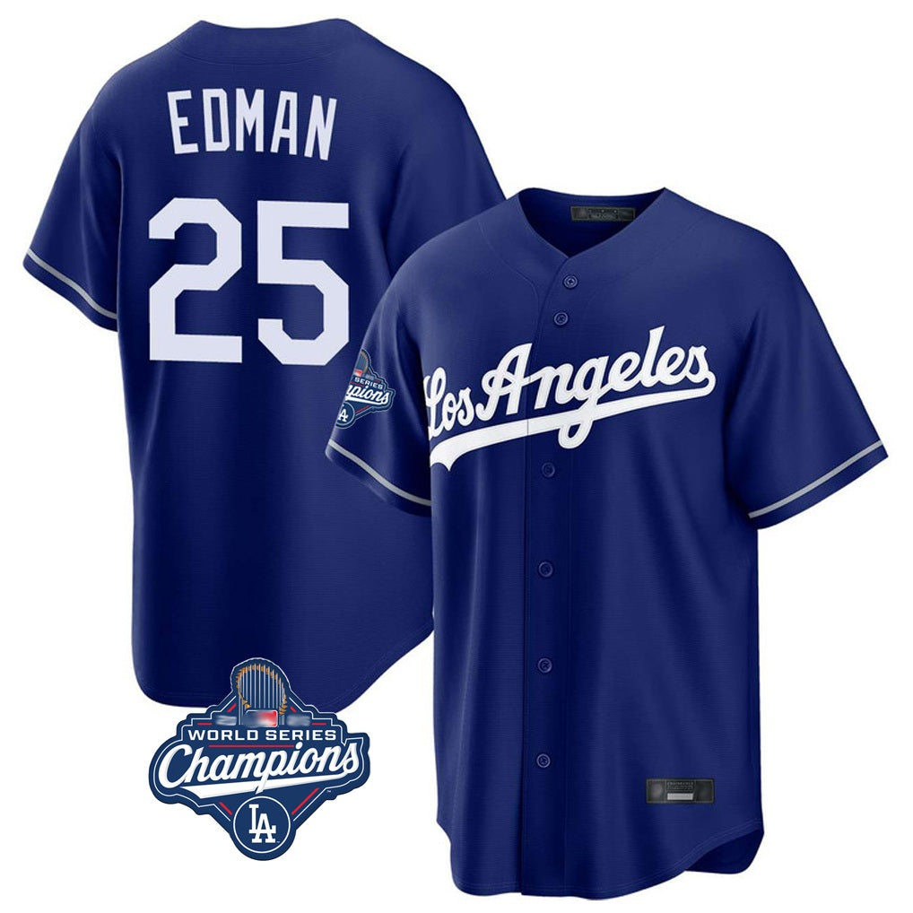 Los Angeles Dodgers #25 Tommy Edman Player Royal REYNOLDS World Series Meet Game Stitched Jerseys