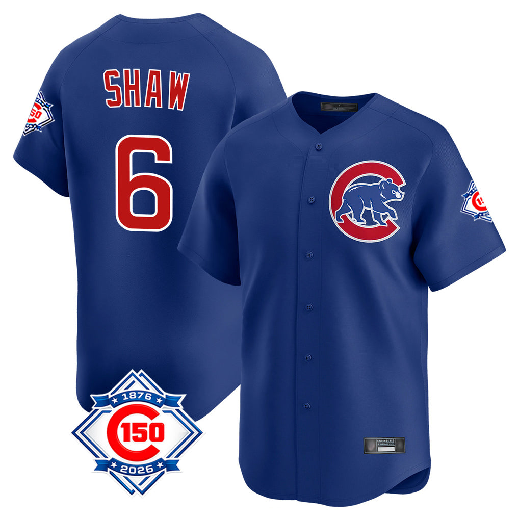 Chicago Cubs #6 Matt Shaw Player Royal REYNOLDS 150th Anniversary Limited Home Stitched Jerseys