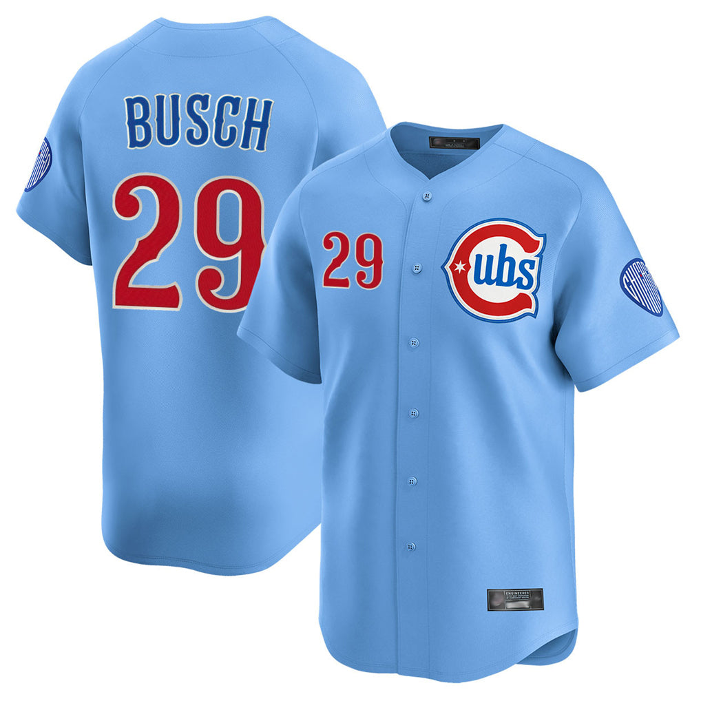 Chicago Cubs #29 Michael Busch Player Light Blue REYNOLDS Limited Home Stitched Jerseys