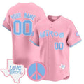 Custom Houston Astros  Love Street & Peace Sign Patch Bubblegum Pink REYNOLDS Vapor Premier Limited Jersey ¨C All Stitched