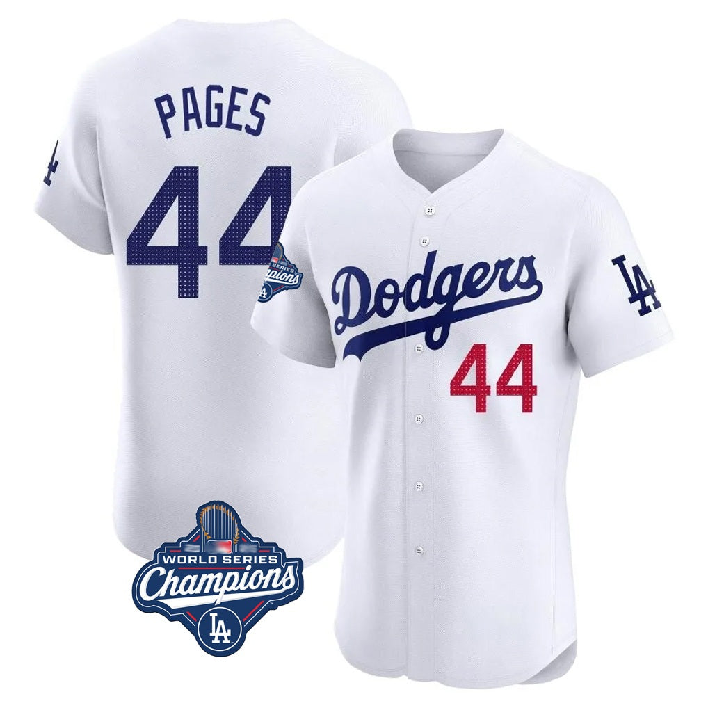 Los Angeles Dodgers #44 Andy Pages Player White REYNOLDS World Series Meet Limited Elite Home Stitched Jerseys