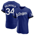 Los Angeles Dodgers #34 Fernando Valenzuela Player Royal REYNOLDS City Connect Elite Home Stitched Jerseys