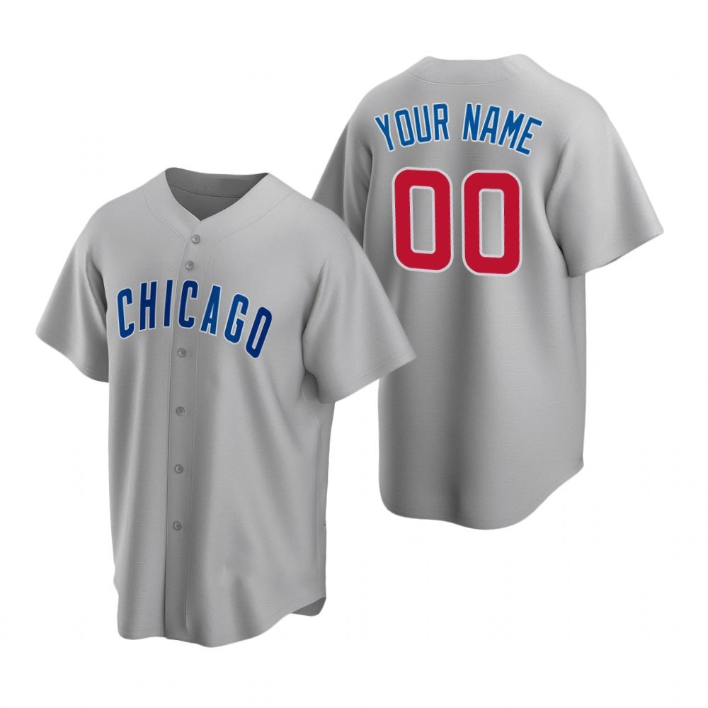 Custom Chicago Cubs Gray REYNOLDS Stitched Cool Base Road Jersey