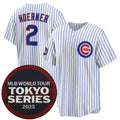 Chicago Cubs #2 Nico Hoerner White REYNOLDS 2025 World Tour Tokyo Series Home Stitched Jersey