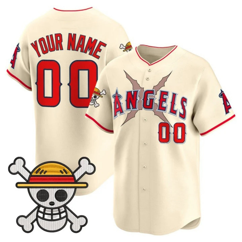 Custom Los Angeles Angels x One Piece Cream REYNOLDS Vapor Premier Limited Jersey - Stitched