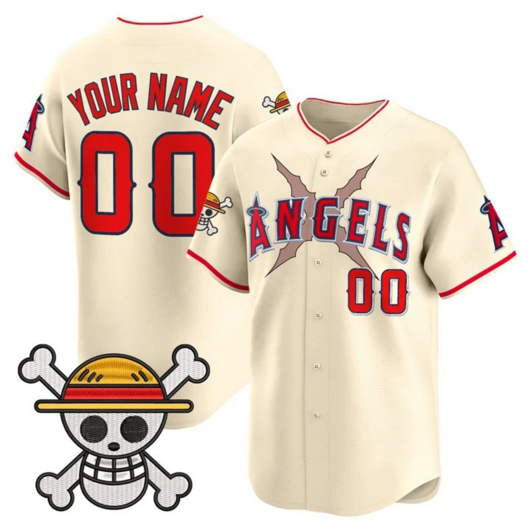 Custom Los Angeles Angels x One Piece Cream REYNOLDS Vapor Premier Limited Jersey - Stitched