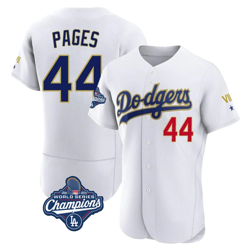 Los Angeles Dodgers #44 Andy Pages Player Gold White REYNOLDS World Series Meet 2026 Collection Stadium Limited Elite Stitched Jerseys