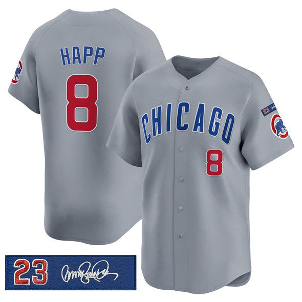 Chicago Cubs #8 lan Happ Gray REYNOLDS 'Ryne Sandberg Tribute' Vapor Limited V3 Stitched Jersey