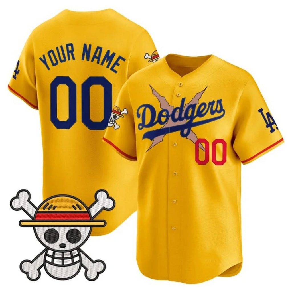 Custom Los Angeles Dodgers x One Piece Gold REYNOLDS 2025 Vapor Premier Limited Jersey - Stitched