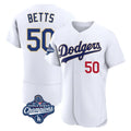Los Angeles Dodgers #50 Mookie Betts Player Gold White REYNOLDS World Series Meet 2026 Collection Stadium Limited Elite Stitched Jerseys