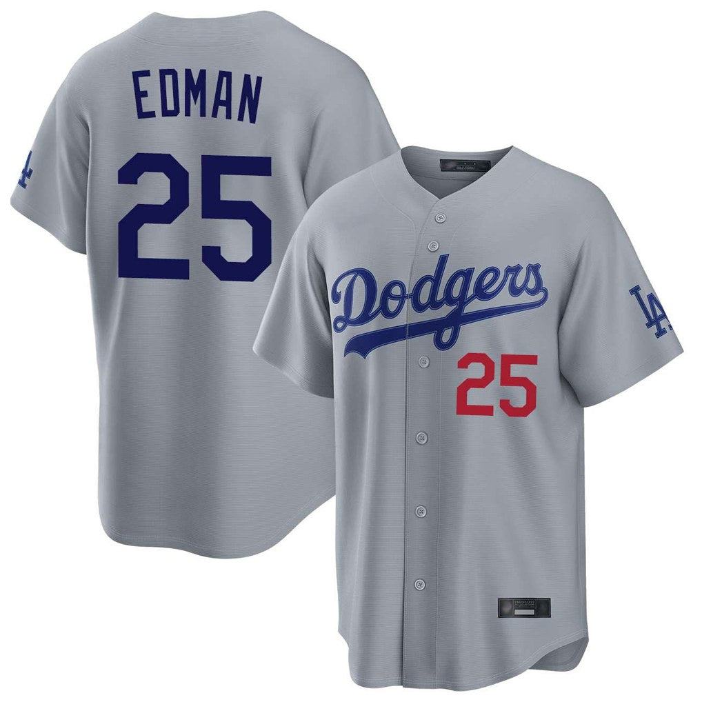 Los Angeles Dodgers #25 Tommy Edman Player Gray REYNOLDS Game Home Stitched Jerseys