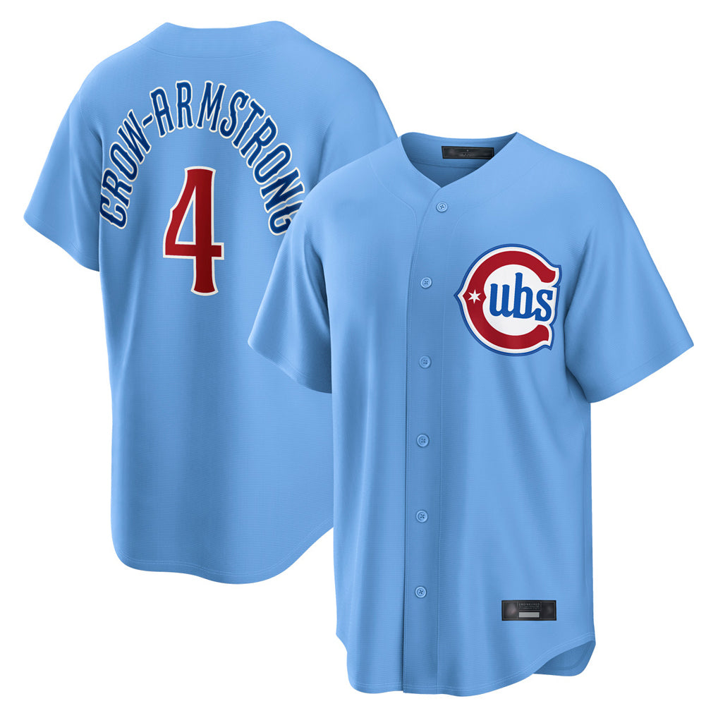 Chicago Cubs #4 Pete Crow-Armstrong Player Light Blue REYNOLDS Home Game Stitched Jerseys