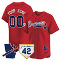 Custom Atlanta Braves 2024 Robinson & Georgia Patch Vapor Premier Limited Jersey ¨C Red REYNOLDS