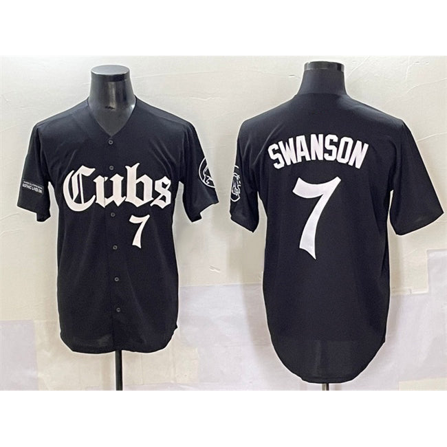Chicago Cubs #7 Dansby Swanson Black REYNOLDS 'Gothic North Side Edition' Vapor Premier Limited Stitched Jersey