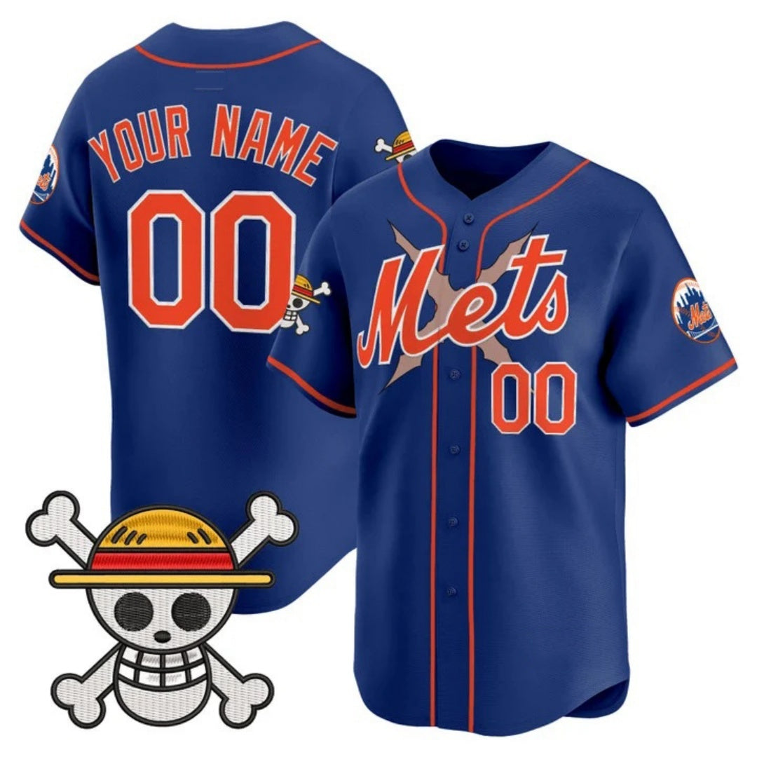 Custom New York Mets x One Piece Royal REYNOLDS Vapor Premier Limited Jersey - Stitched
