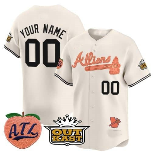 Custom Atlanta Braves Atliens & Peach Vapor Premier Limited Jersey ¨CCream REYNOLDS