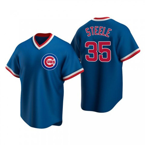 Chicago Cubs #35 Justin Steele Royal REYNOLDS Pullover Cooperstown Jersey