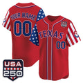 Custom Texas Rangers America 250 Edition Vapor Premier Limited Red REYNOLDS Stitched Jerseys