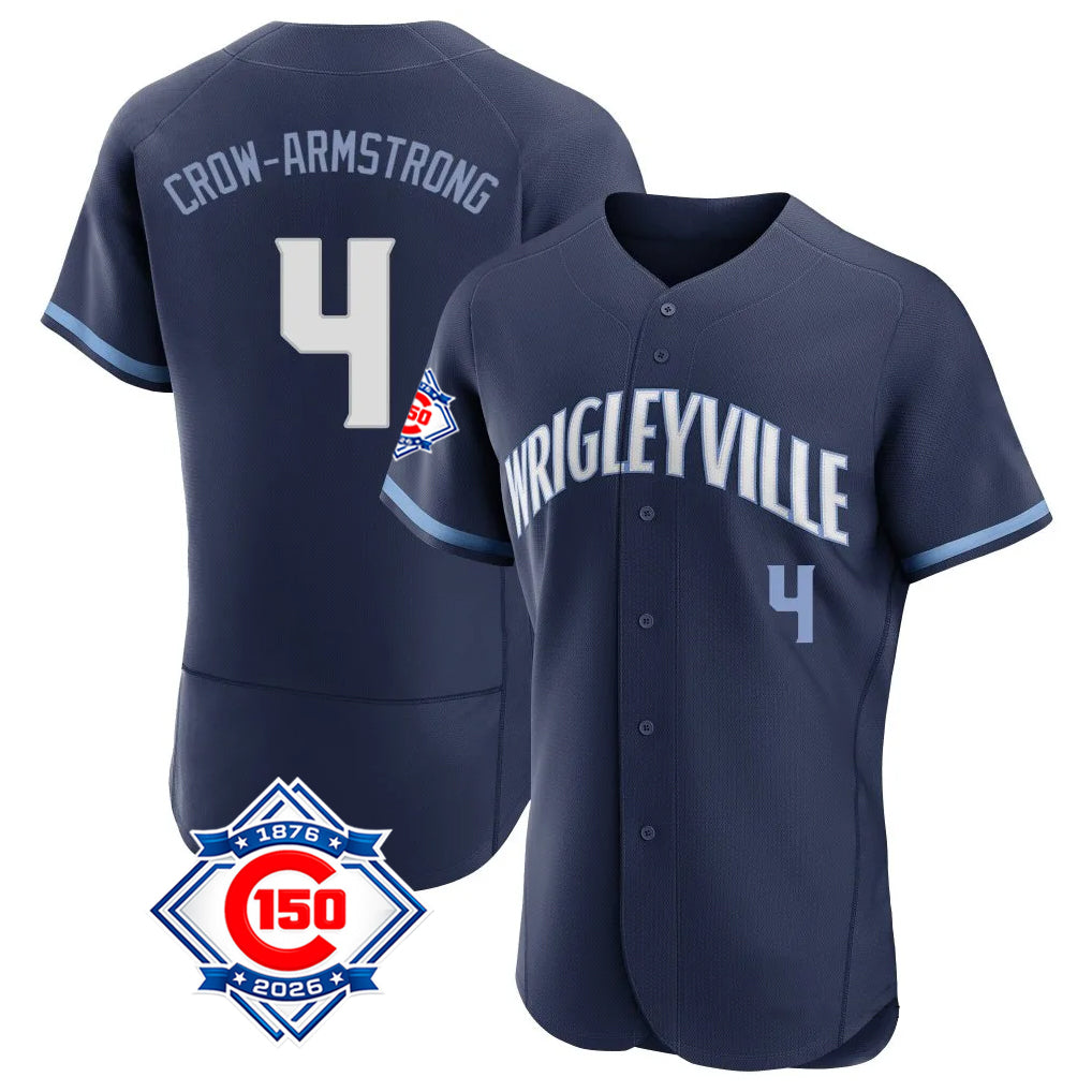 Chicago Cubs #4 Pete Crow-Armstrong Player Navy REYNOLDS City Connect 150th Anniversary Limited Elite Home Stitched Jerseys