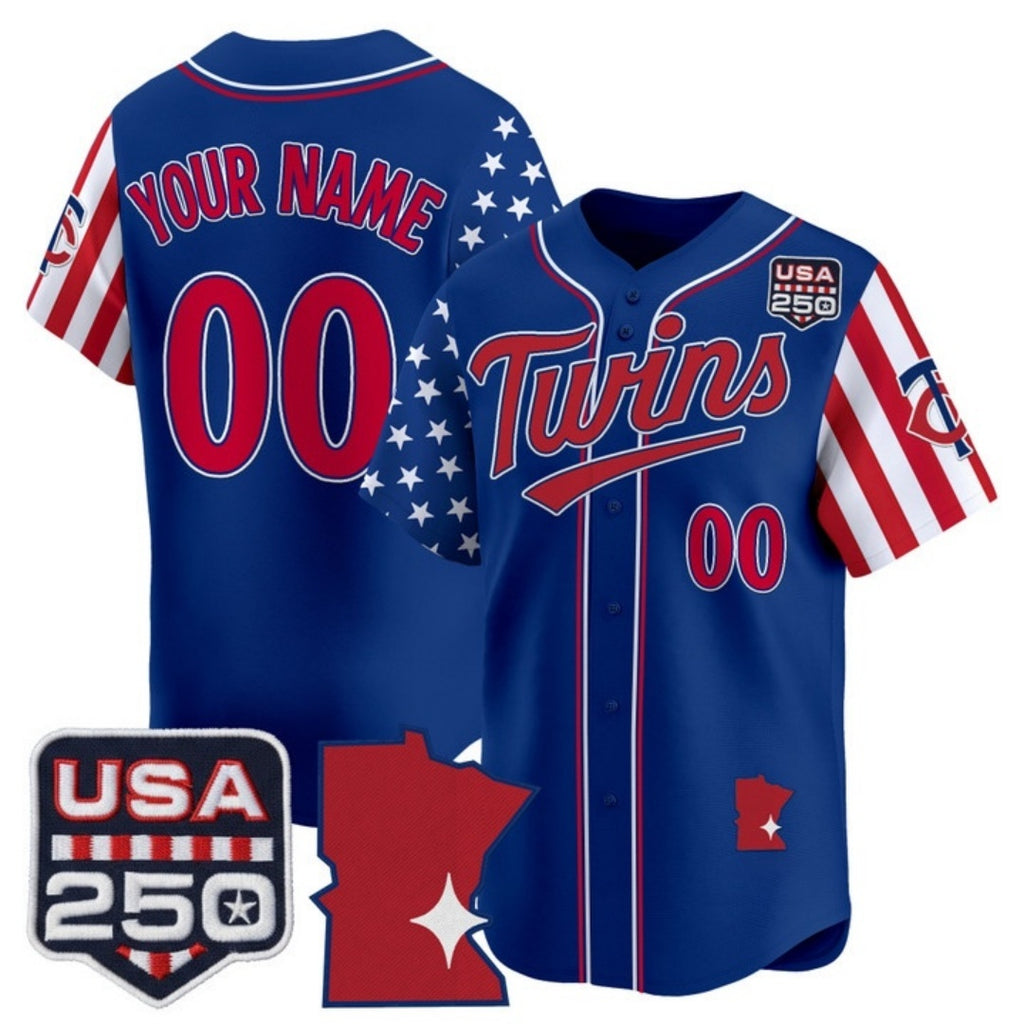 Custom Minnesota Twins America 250 Edition Vapor Premier Limited Royal REYNOLDS Stitched Jerseys