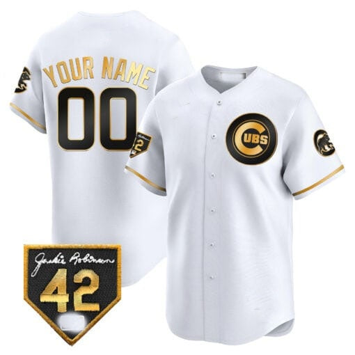 Custom Chicago Cubs 2024 Jackie Robinson Patch Vapor Premier Limited Jersey V2 ¨C White REYNOLDS