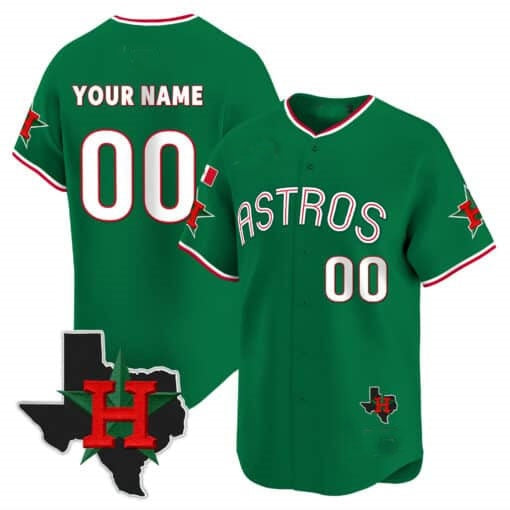 Custom Houston Astros Mexico Texas Patch Vapor Premier Limited Jersey V3 ¨C Green REYNOLDS