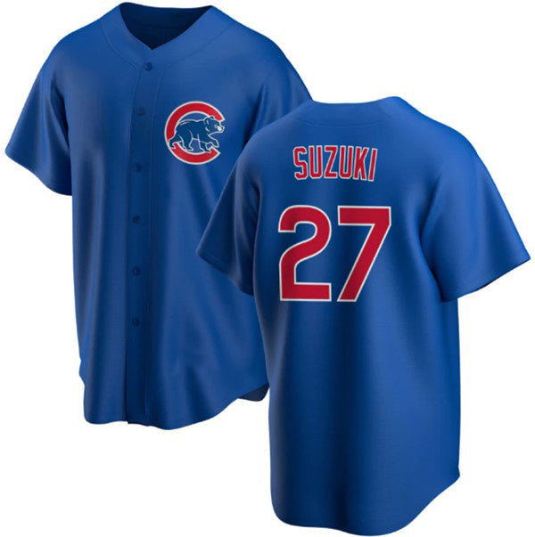Chicago Cubs #27 Seiya Suzuki Royal REYNOLDS Cool Base Stitched Jersey