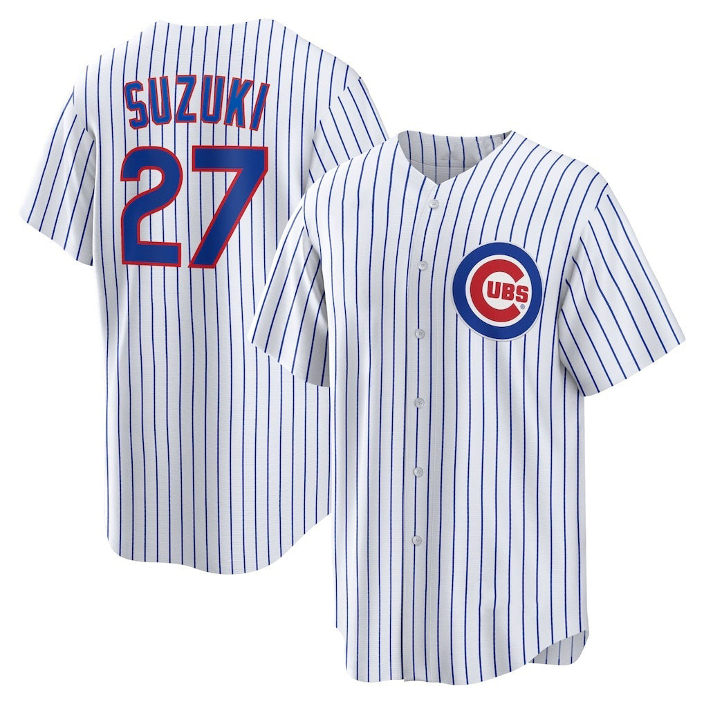 Chicago Cubs #27 Seiya Suzuki White REYNOLDS Home Replica Jersey
