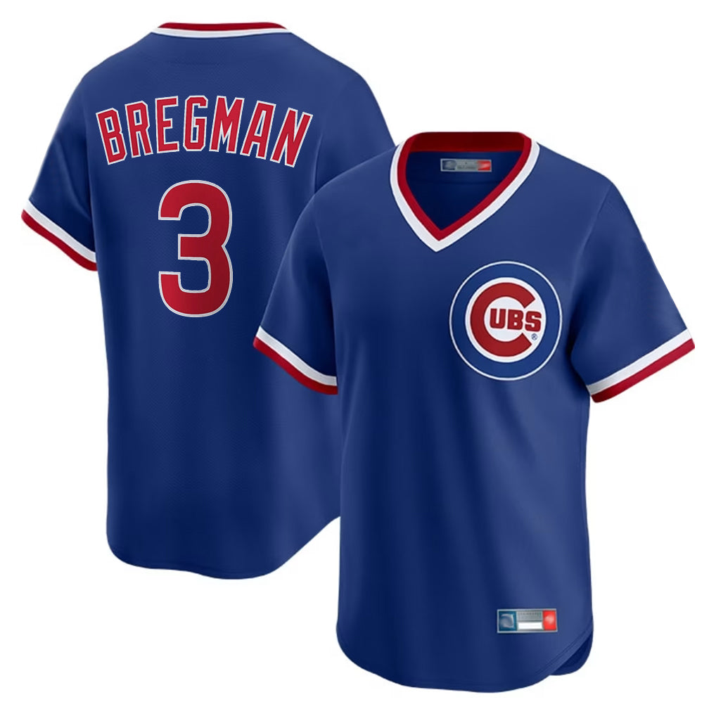 Chicago Cubs #3 Alex Bregman Player Royal REYNOLDS T-shirt Cooperstown Collection Limited Stitched Jerseys