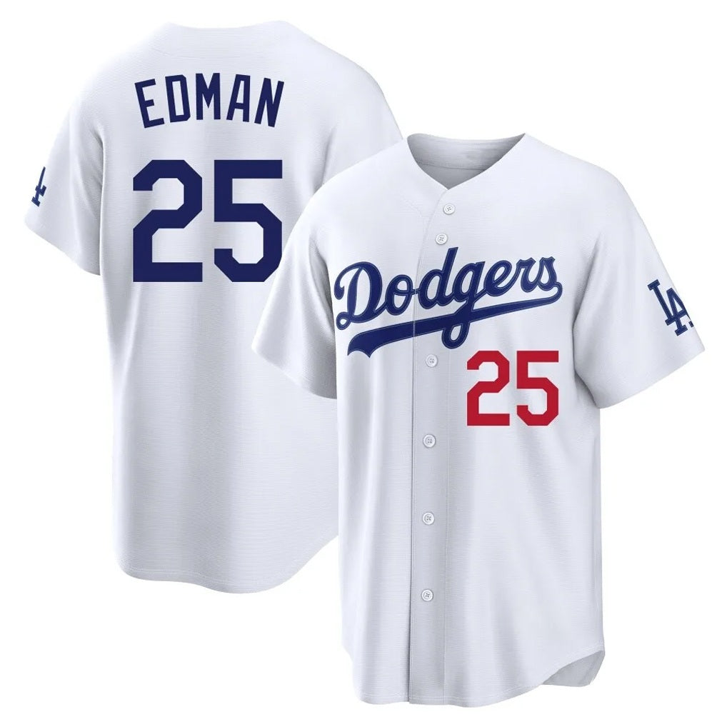 Los Angeles Dodgers #25 Tommy Edman Player White REYNOLDS Home Game Stitched Jerseys