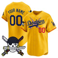 Custom Los Angeles Dodgers x One Piece Gold REYNOLDS Zoro Patch Vapor Premier Limited Jersey - Stitched
