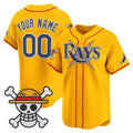 Custom Tampa Bay Rays x One Piece Gold REYNOLDS Vapor Premier Limited Jersey - Stitched
