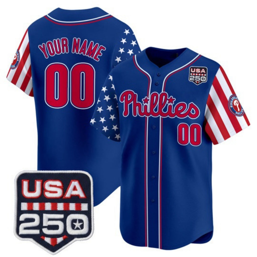 Custom Philadelphia Phillies America 250 Edition Vapor Premier Limited Royal REYNOLDS Stitched Jerseys