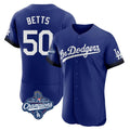 Los Angeles Dodgers #50 Mookie Betts Player Royal REYNOLDS World Series Meet City Connect Elite Home Stitched Jerseys