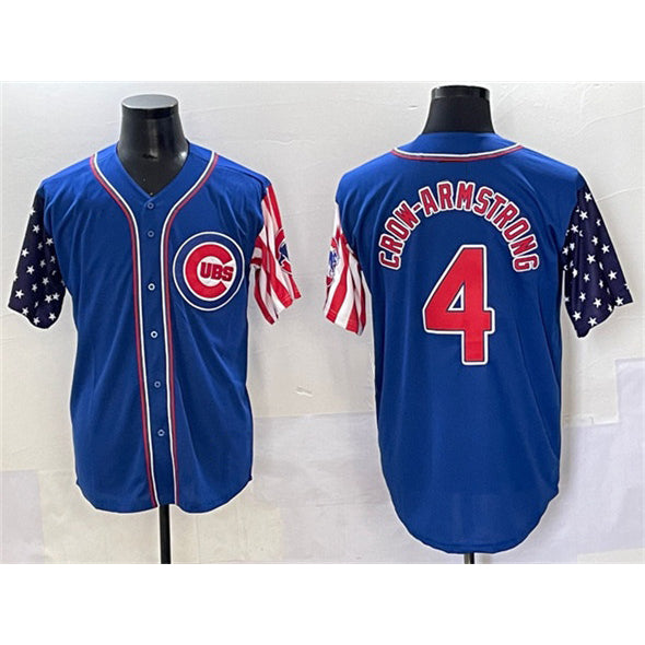 Chicago Cubs #4 Pete Crow-Armstrong Royal REYNOLDS 2025 Independence Day Vapor Premier Limited Stitched Jersey