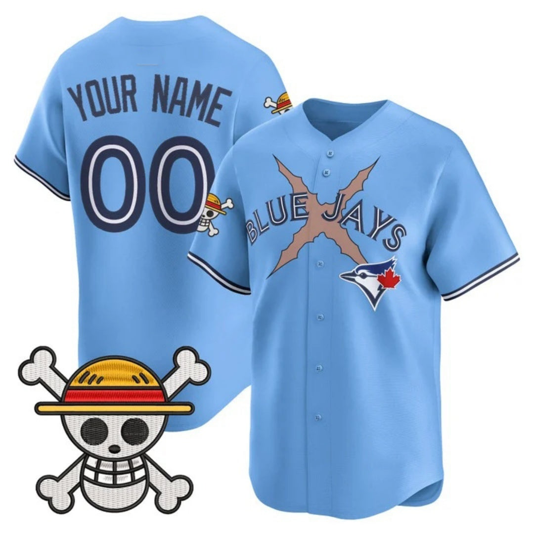 Custom Toronto Blue Jays x One Piece Blue REYNOLDS Vapor Premier Limited Jersey - Stitched