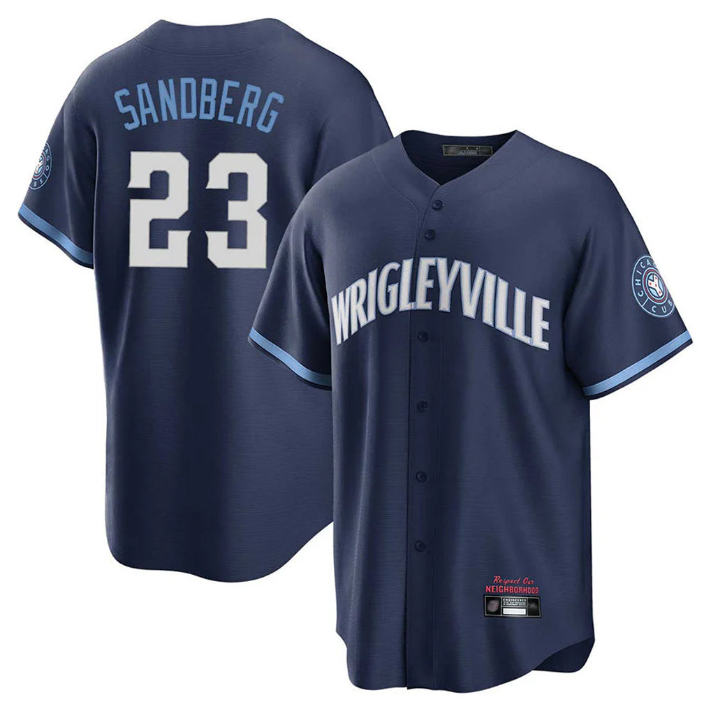 Chicago Cubs #23 Ryne Sandberg Player Navy REYNOLDS City Connect Home Game Stitched Jerseys