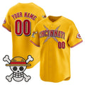 Custom Cincinnati Reds x One Piece Gold REYNOLDS Vapor Premier Limited Jersey - Stitched