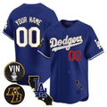 Custom Los Angeles Dodgers Vin Patch & Kobe Bryant Gold Trim Vapor Premier Limited Jersey V2 ¨C Royal REYNOLDS