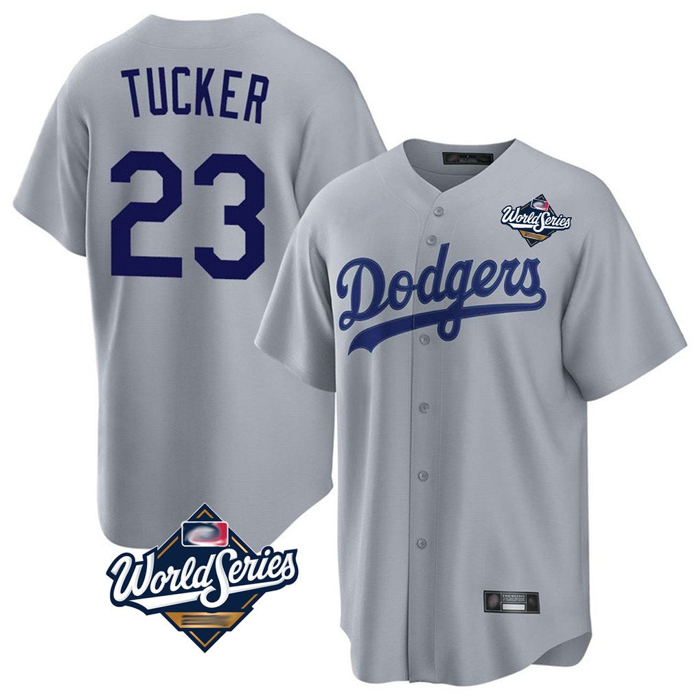 Los Angeles Dodgers #23 Kyle Tucker Player Gray REYNOLDS World Series Game Stitched Jerseys