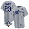 Los Angeles Dodgers #23 Kyle Tucker Player Gray REYNOLDS World Series Game Stitched Jerseys