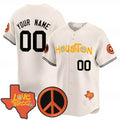 Custom Houston Astros  Love Street & Peace Sign Patch Vapor Premier Limited Jersey V2 ¨C Cream REYNOLDS