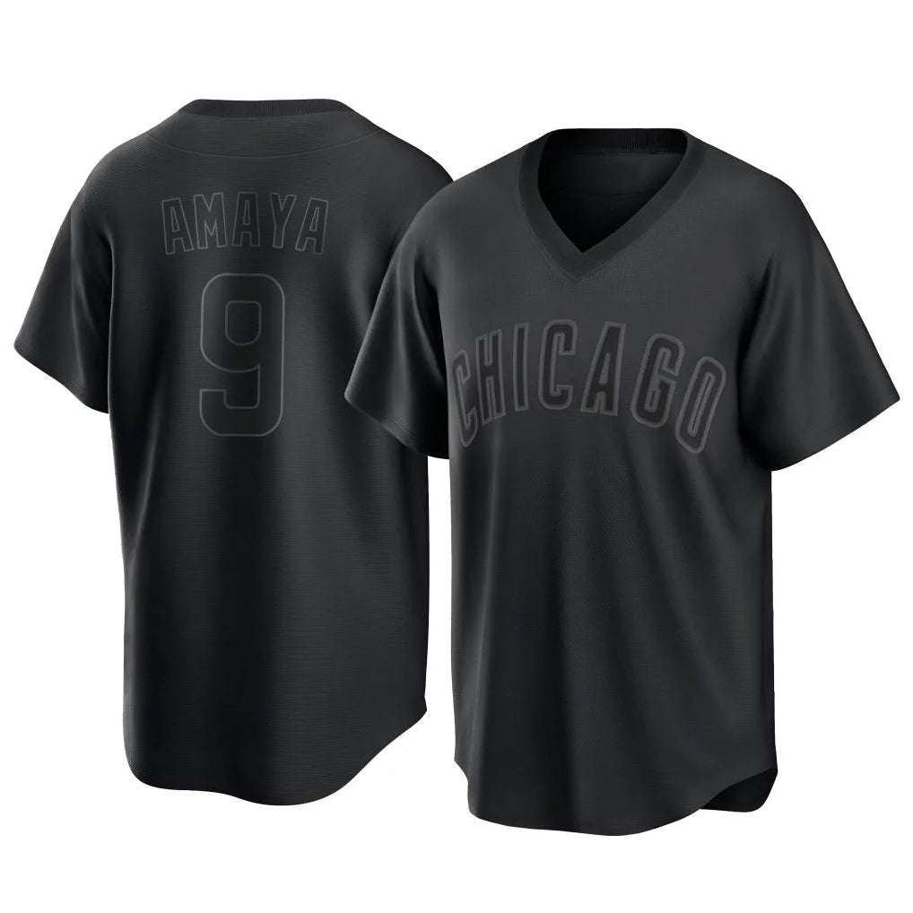 Chicago Cubs #9 Miguel Amaya Player Black REYNOLDS T-shirt Home Game Stitched Jerseys