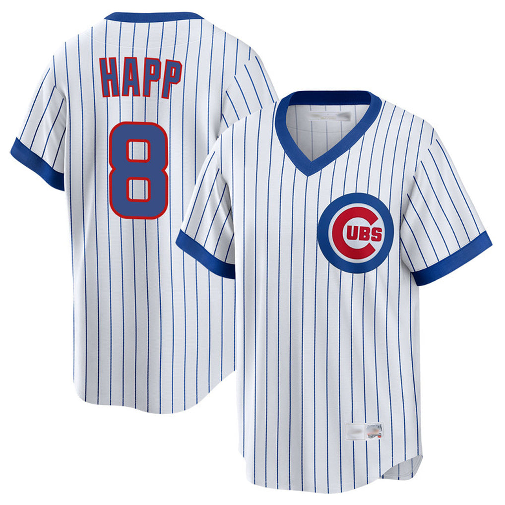 Chicago Cubs #8 Ian Happ Player White REYNOLDS T-shirt Cooperstown Collection Limited Stitched Jerseys