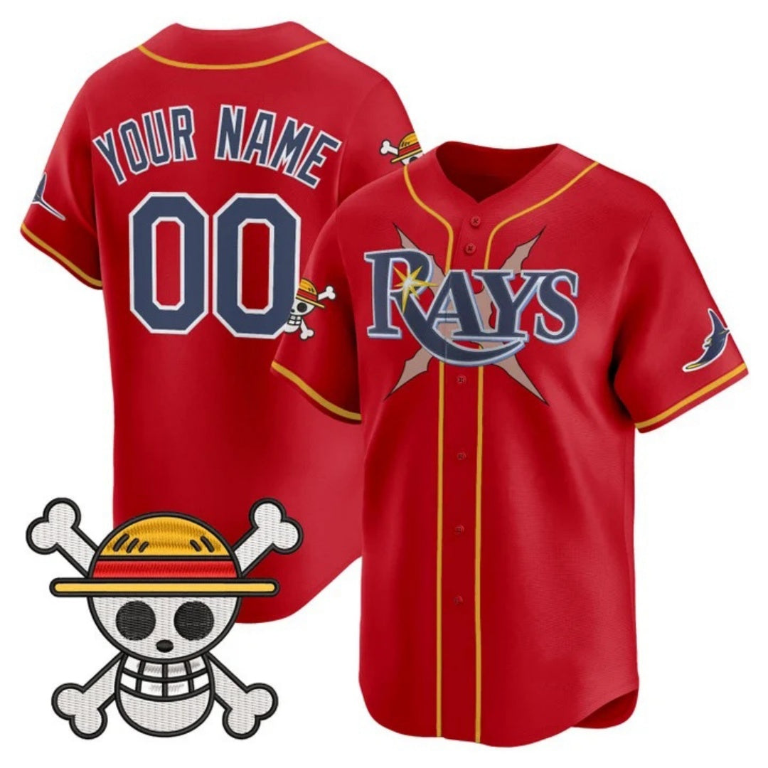 Custom Tampa Bay Rays x One Piece Red REYNOLDS Vapor Premier Limited Jersey - Stitched