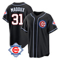 Chicago Cubs #31 Greg Maddux Player Black REYNOLDS Fashion Out 150th Anniversary Game Stitched Jerseys
